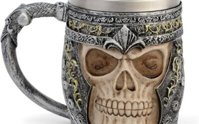 CHICVITA Viking Stainless Steel Skull Coffee Mug Viking Skull Beer Mugs Gift for Men Father's Day Gifts