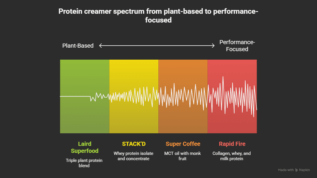 Comparison between main Coffee Protein Creamers - infographic