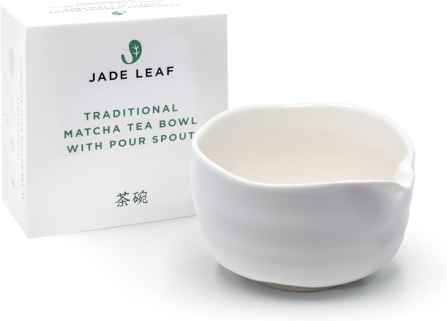 Matcha Traditional Porcelain Tea Bowl with Pour Spout