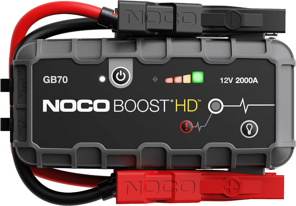 NOCO Boost GB70: 2000A UltraSafe Jump Starter – 12V Lithium Battery Booster Pack, Portable Jump Box, Power Bank & Jumper Cables
